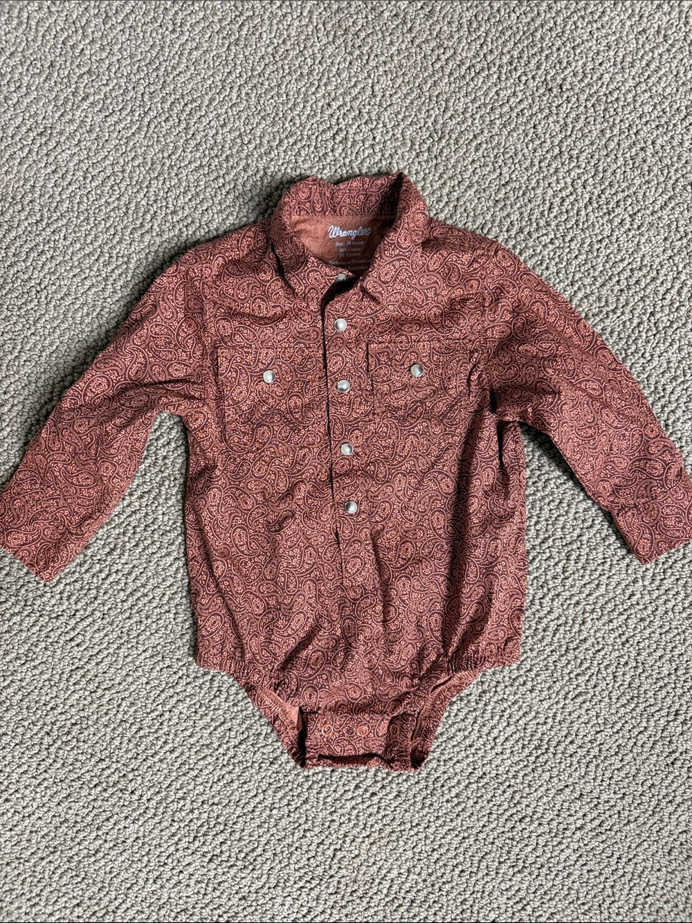 Wrangler Paisley Long-Sleeve Button Front Onesie